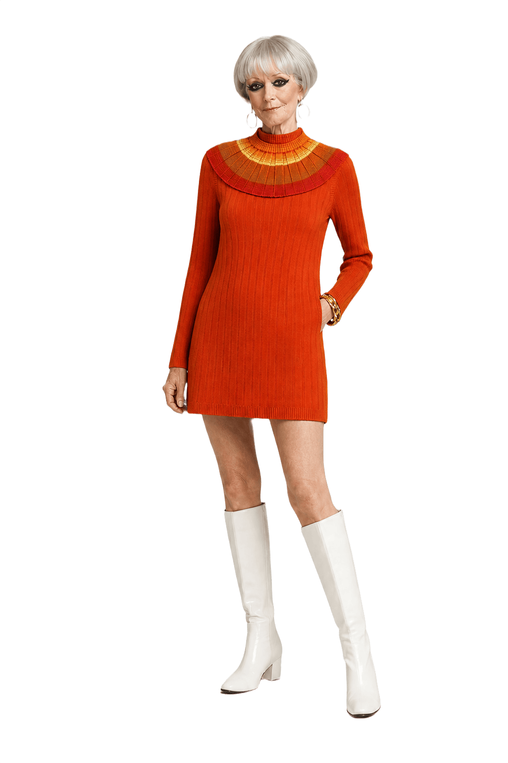 1960s Orange Cotton Sweater - Model