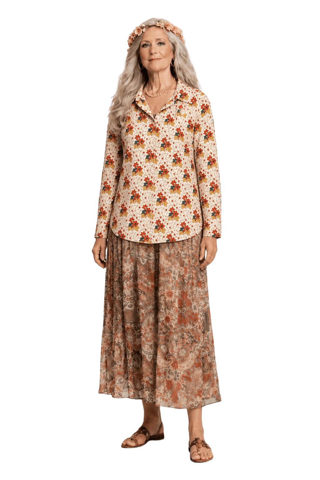 1970s Cream Cotton Blouse - Model