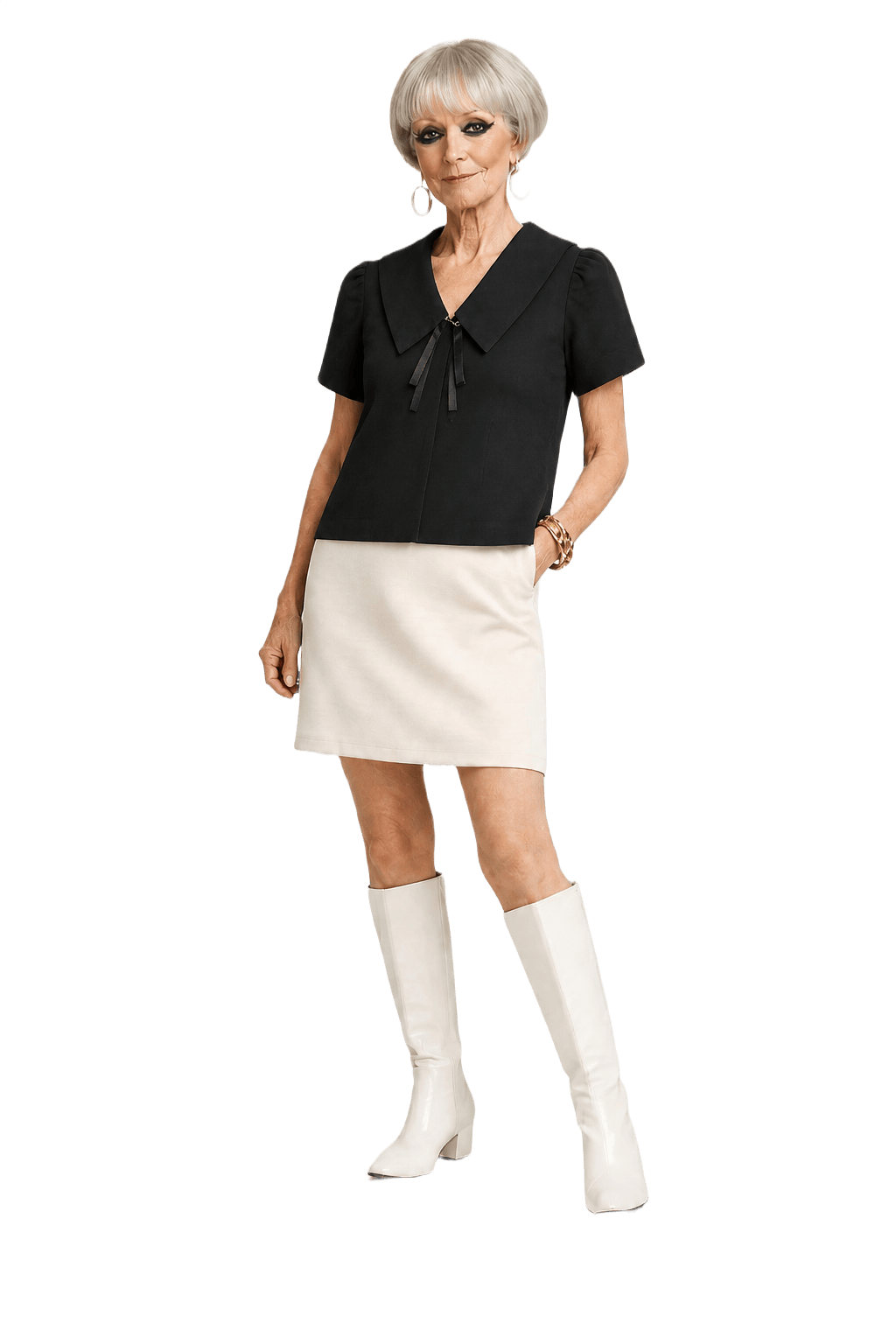 1970s Black Cotton Blouse - Model