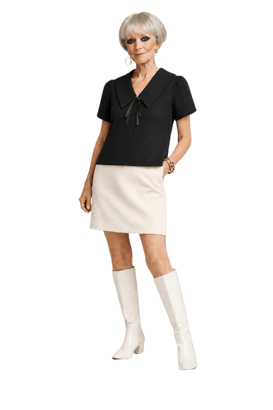 1970s Black Cotton Blouse - Model