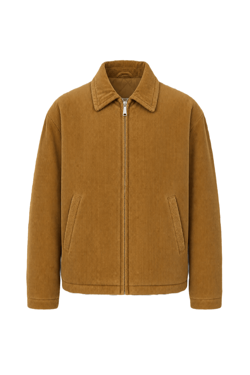 1960s Camel Brown Corduroy Jacket - Front View