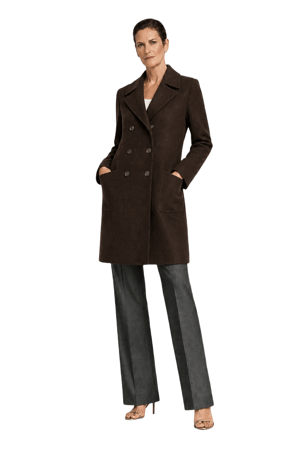 1990s Dark Brown Wool Coat - Model