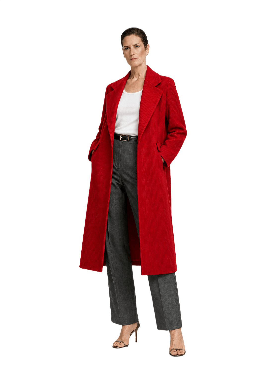 1990s Red Wool Coat - Model