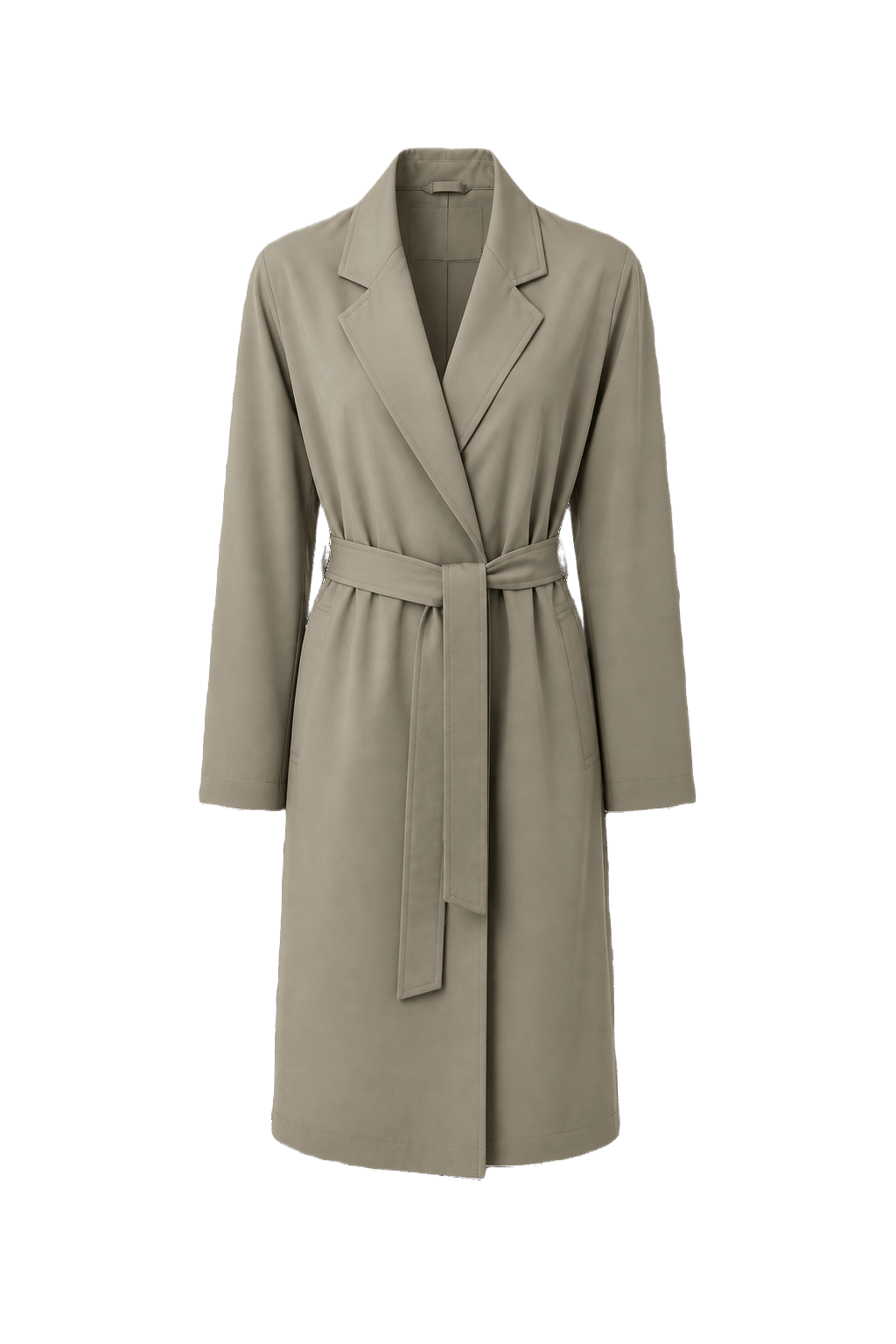 1980s Beige Polyester Trench Coat - Front View