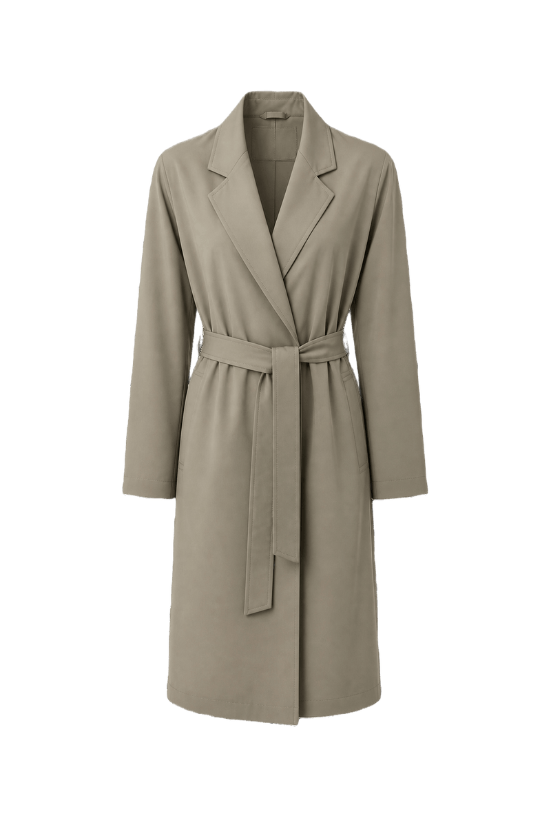 1980s Beige Polyester Trench Coat - Front View