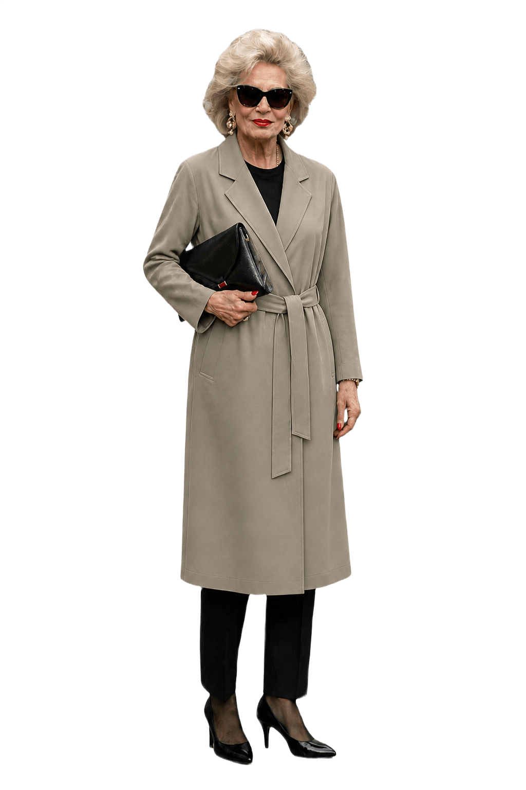 1980s Beige Polyester Trench Coat - Model