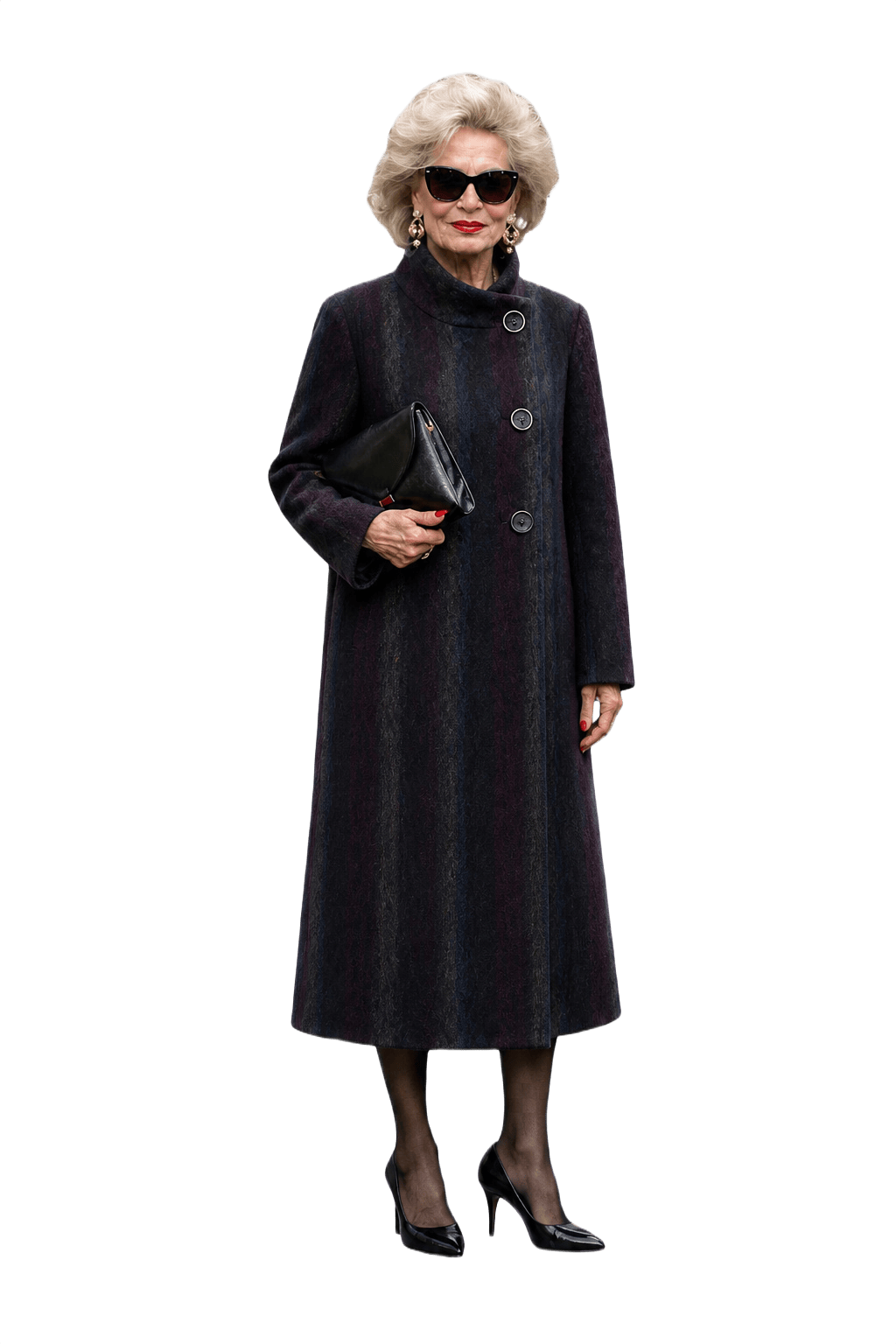 1980s Deep Navy Wool Blend Coat - Model