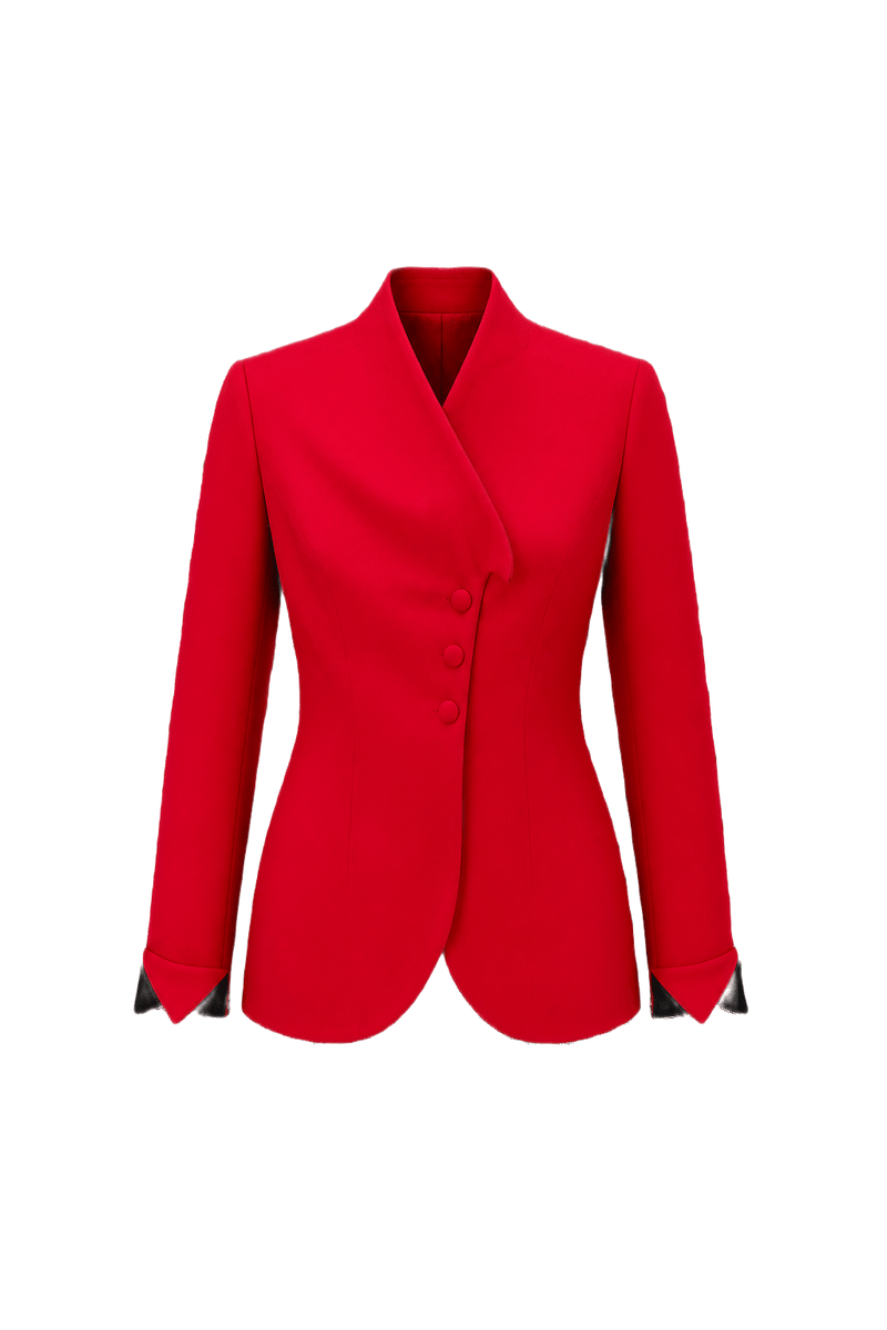 1980s Red Wool Blazer - Front View