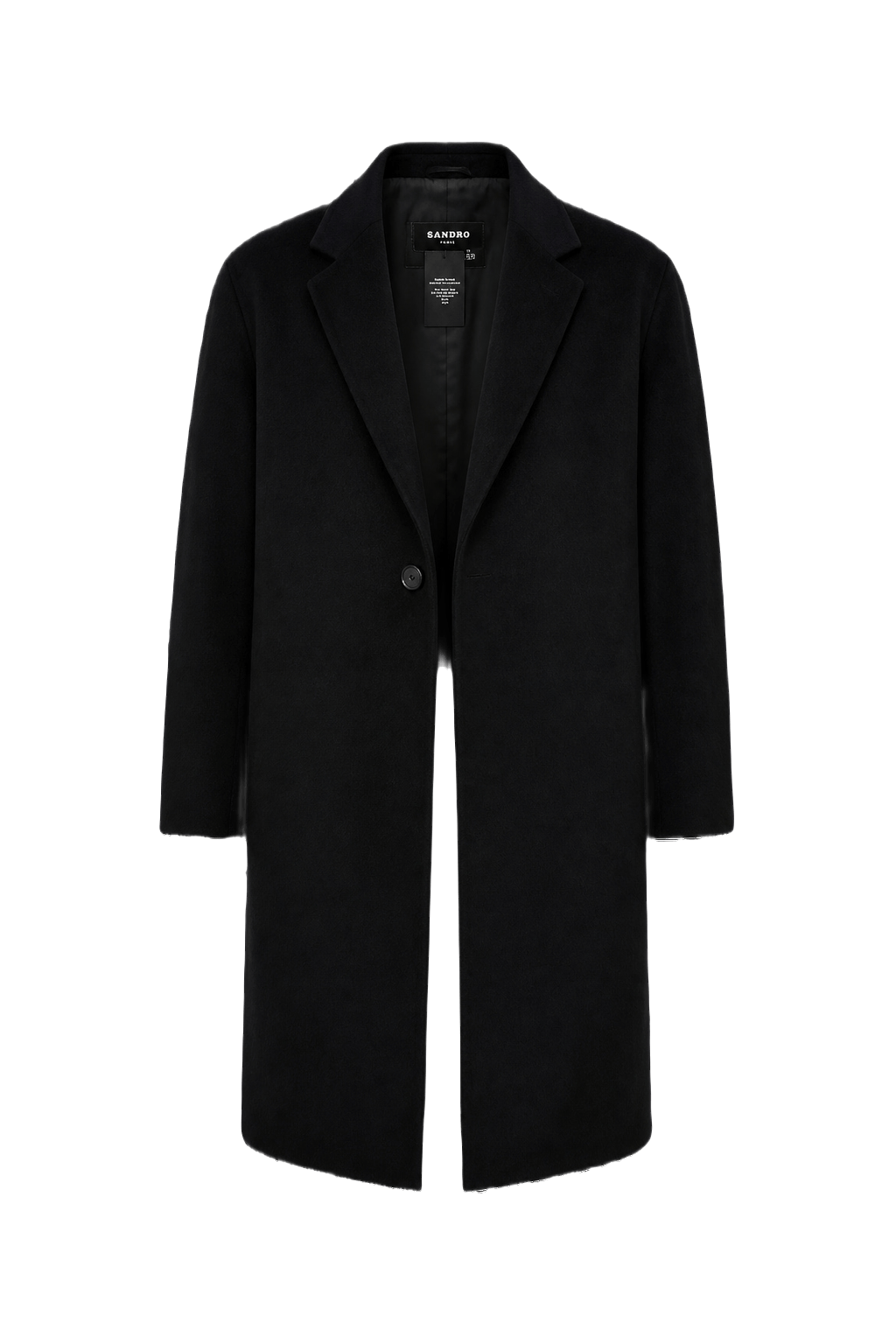 1980s Black Wool Coat - Front View