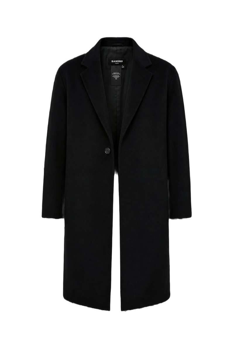 1980s Black Wool Coat - Front View