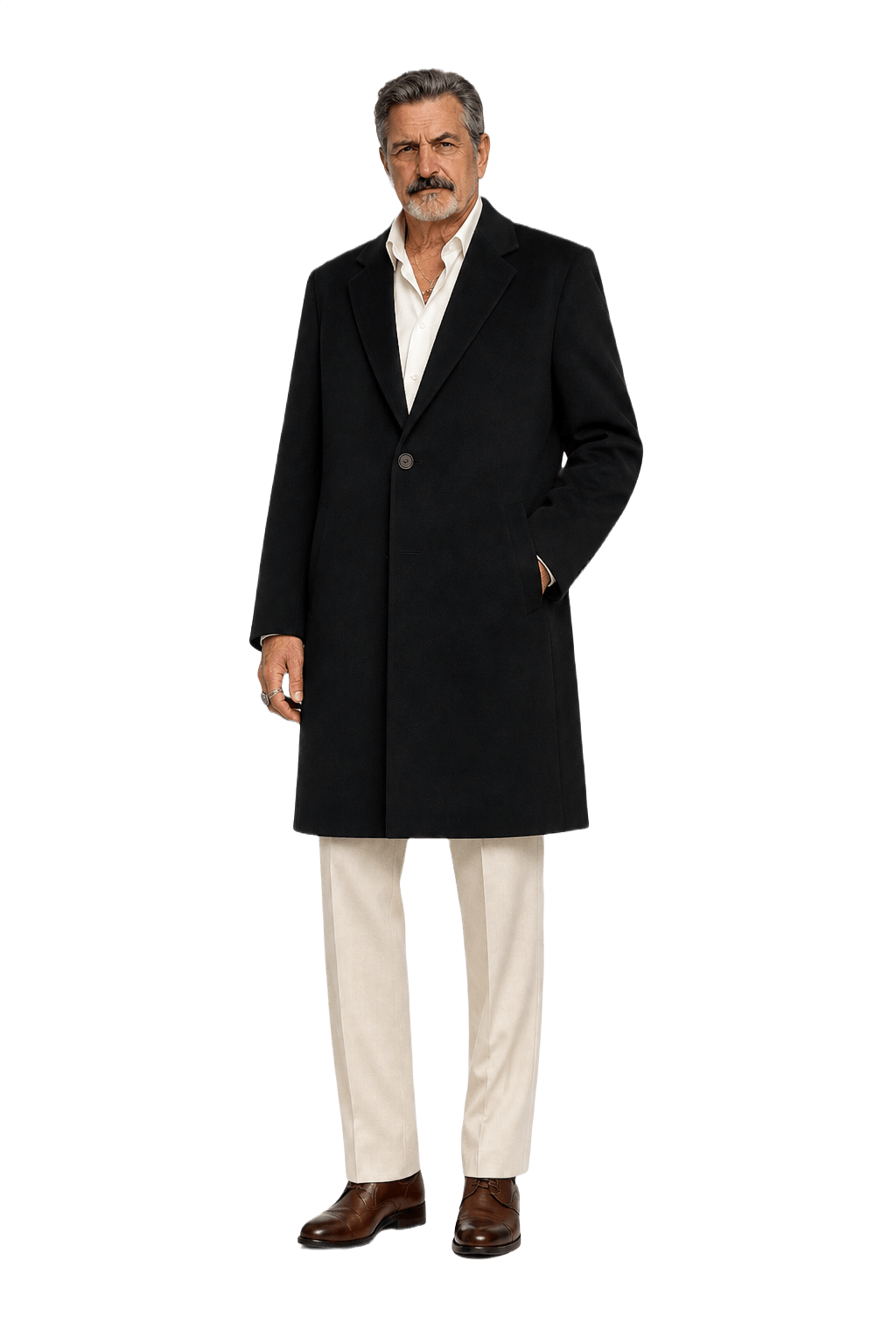 1980s Black Wool Coat - Model