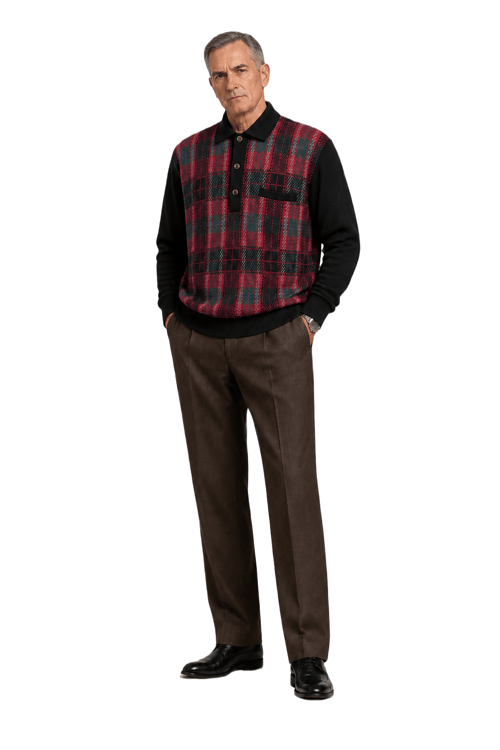 1990s Black Red Wool Blend Sweater - Model