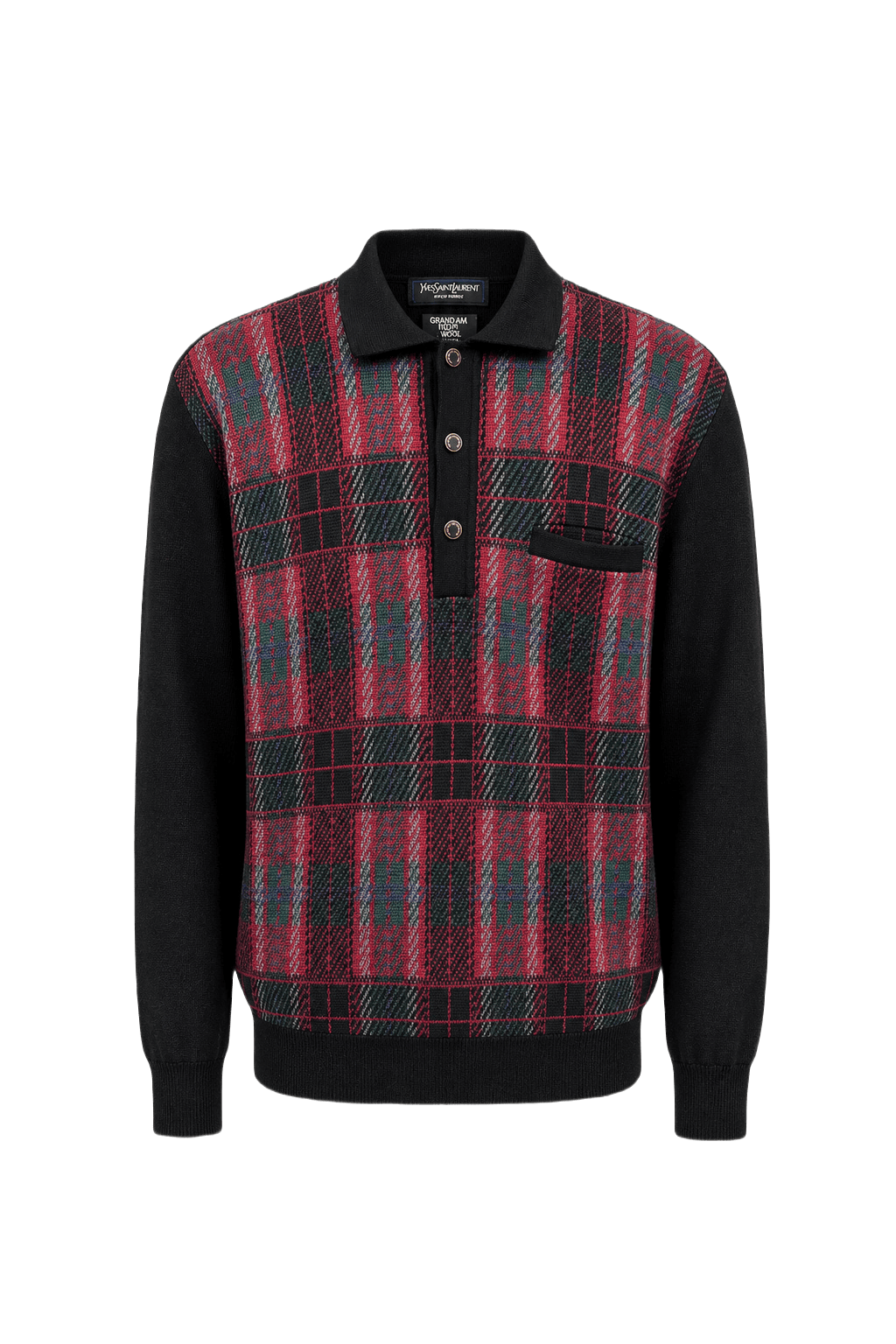 1990s Black Red Wool Blend Sweater - Front View
