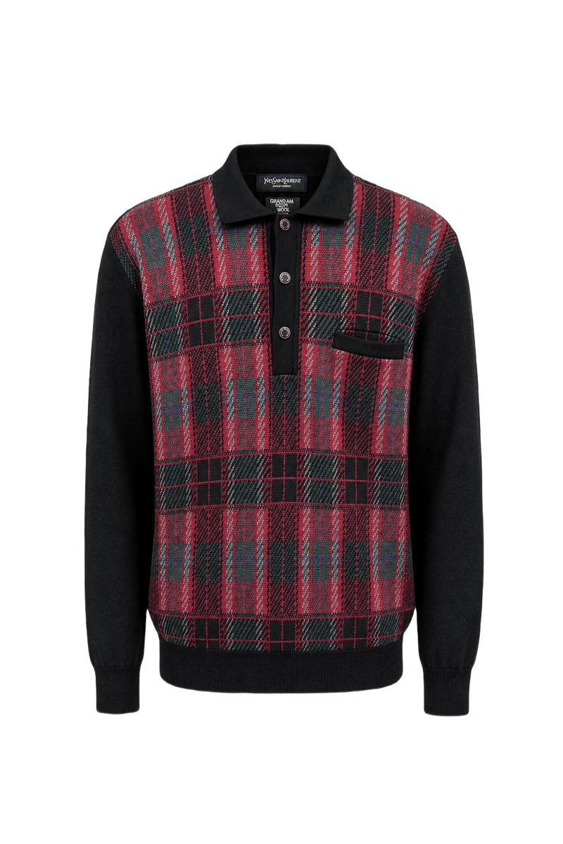 1990s Black Red Wool Blend Sweater - Front View
