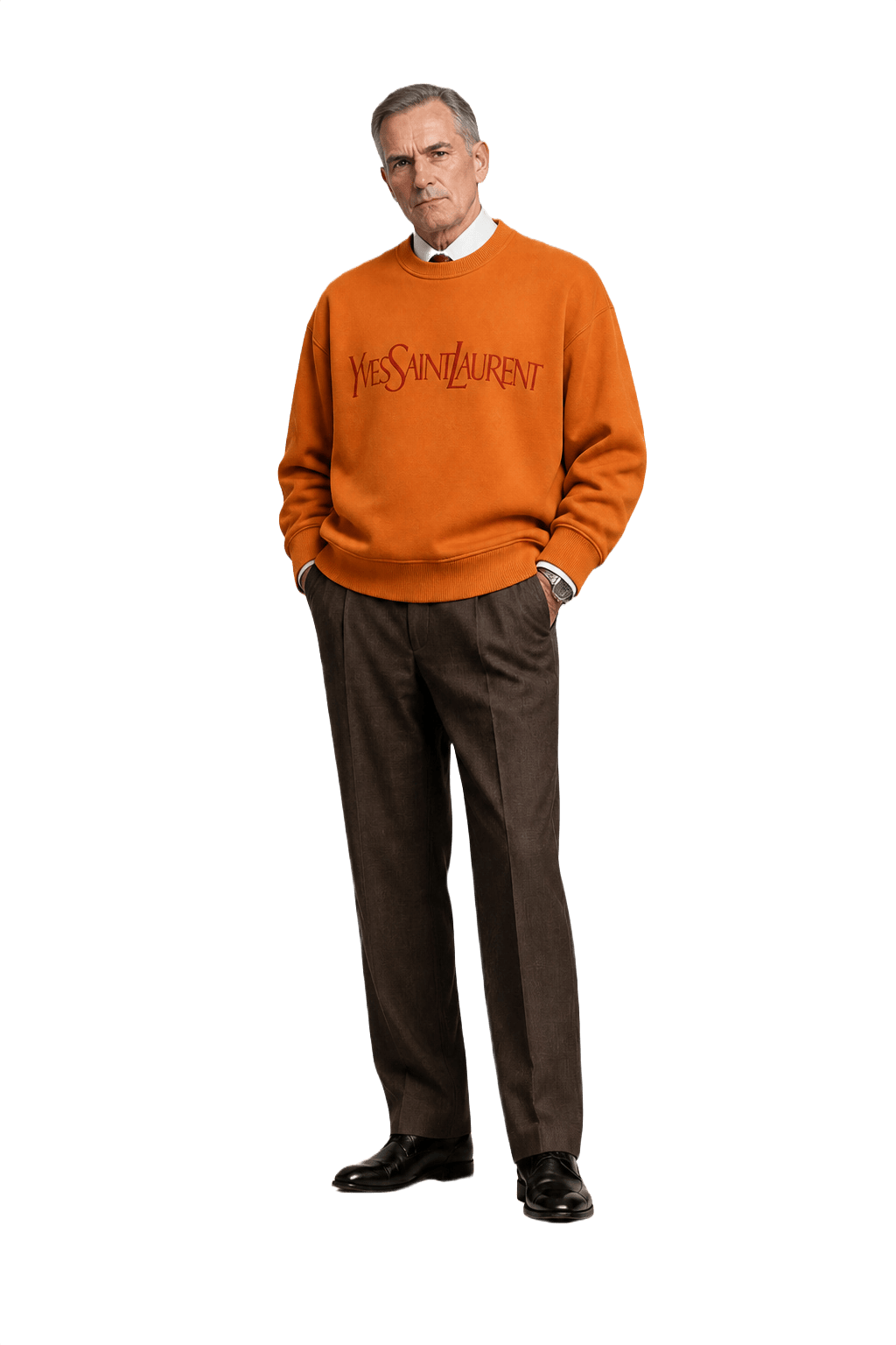 1990s Burnt Orange Cotton Sweater - Model