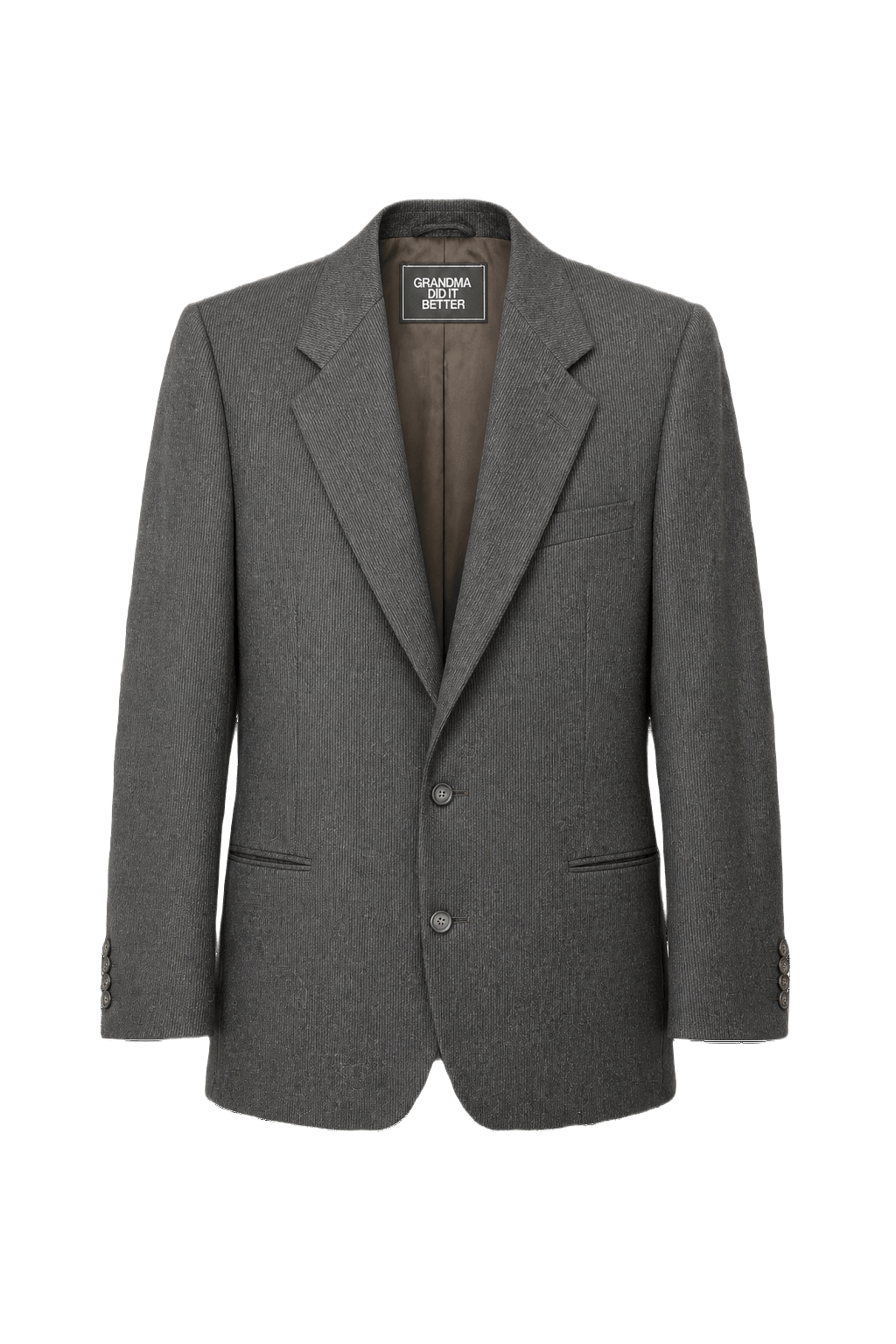 1990s Charcoal Grey Wool Blazer - Front View