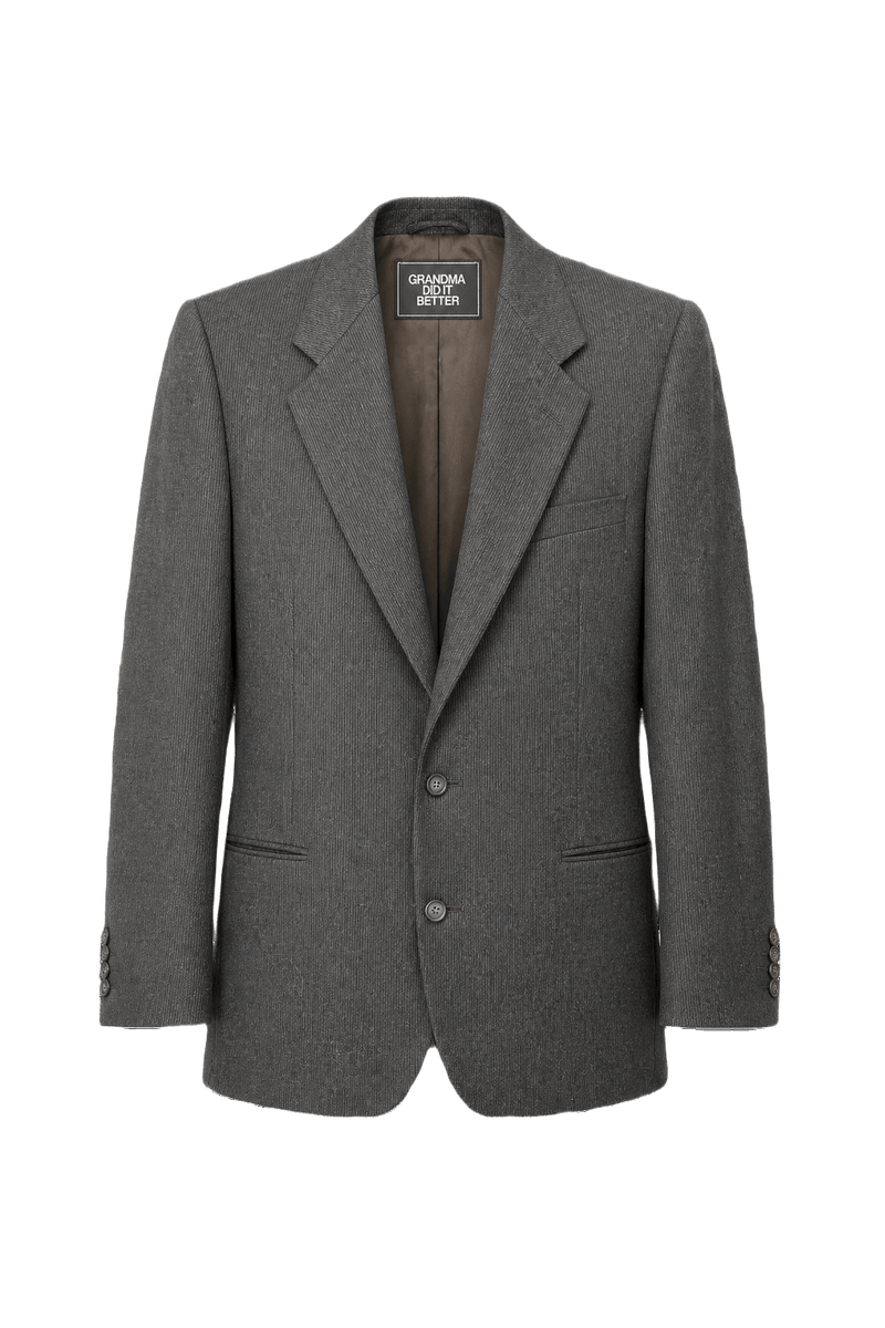 1990s Charcoal Grey Wool Blazer - Front View