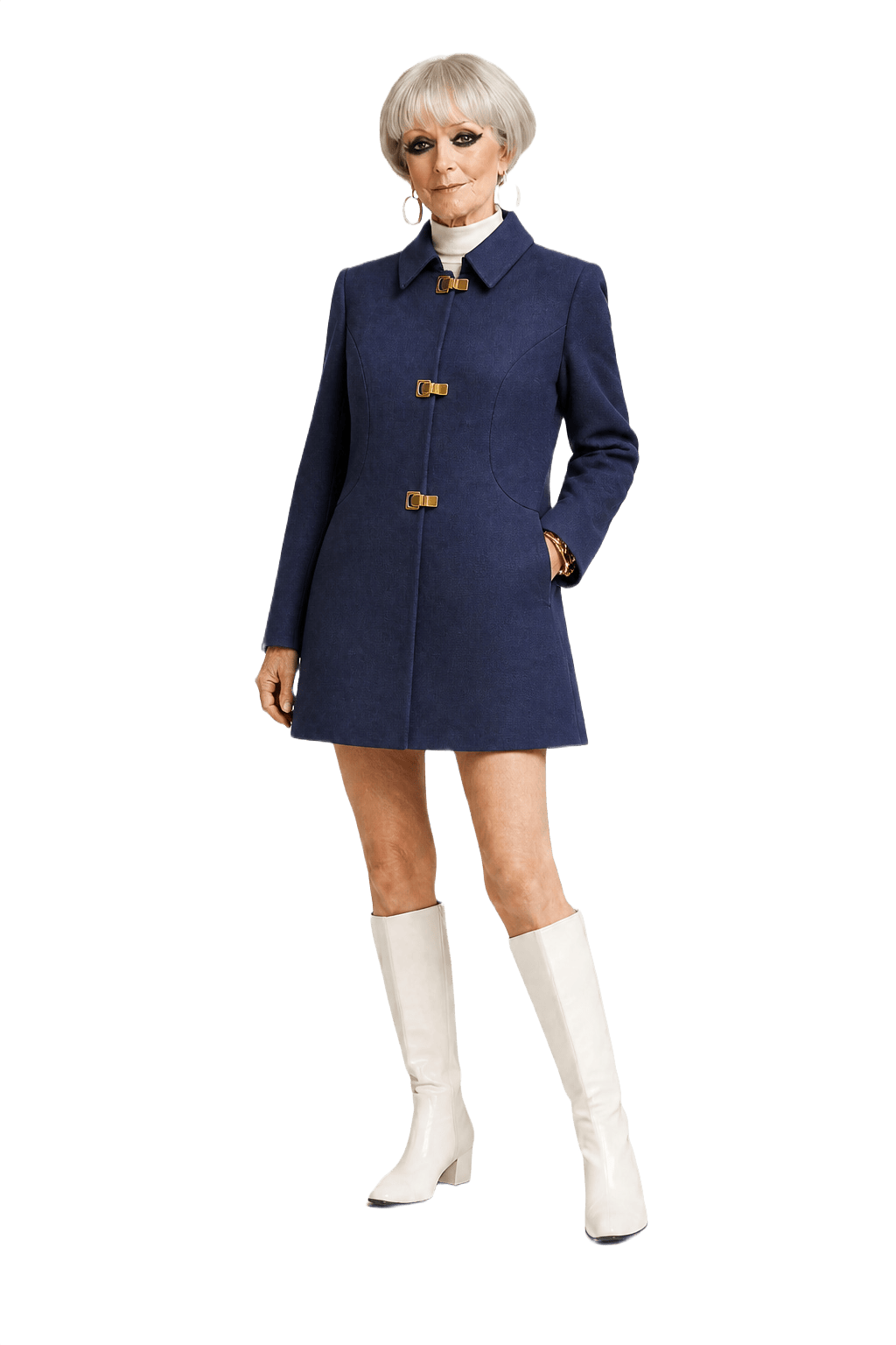 1960s Navy Blue Wool Coat - Model