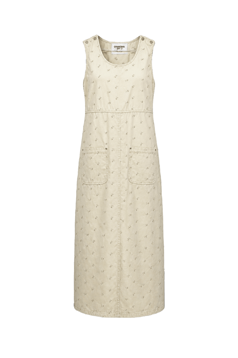 1980s Cream Cotton Blend Maxi Dress - Front View