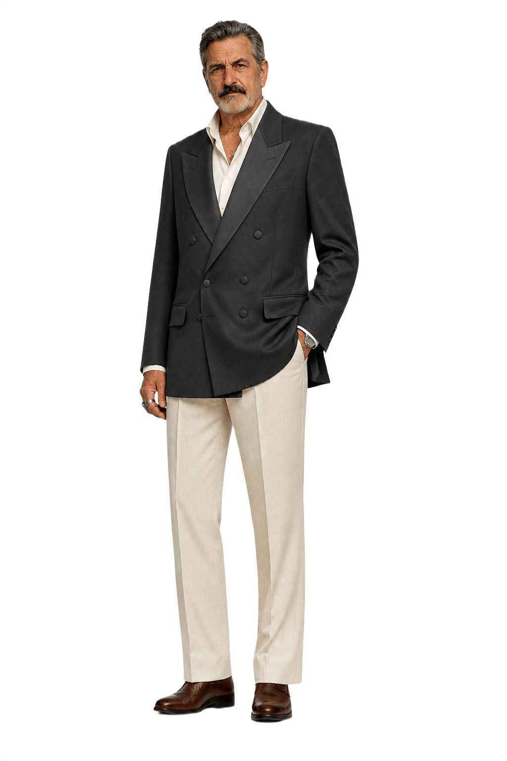 1980s Black Wool Blend Blazer - Model