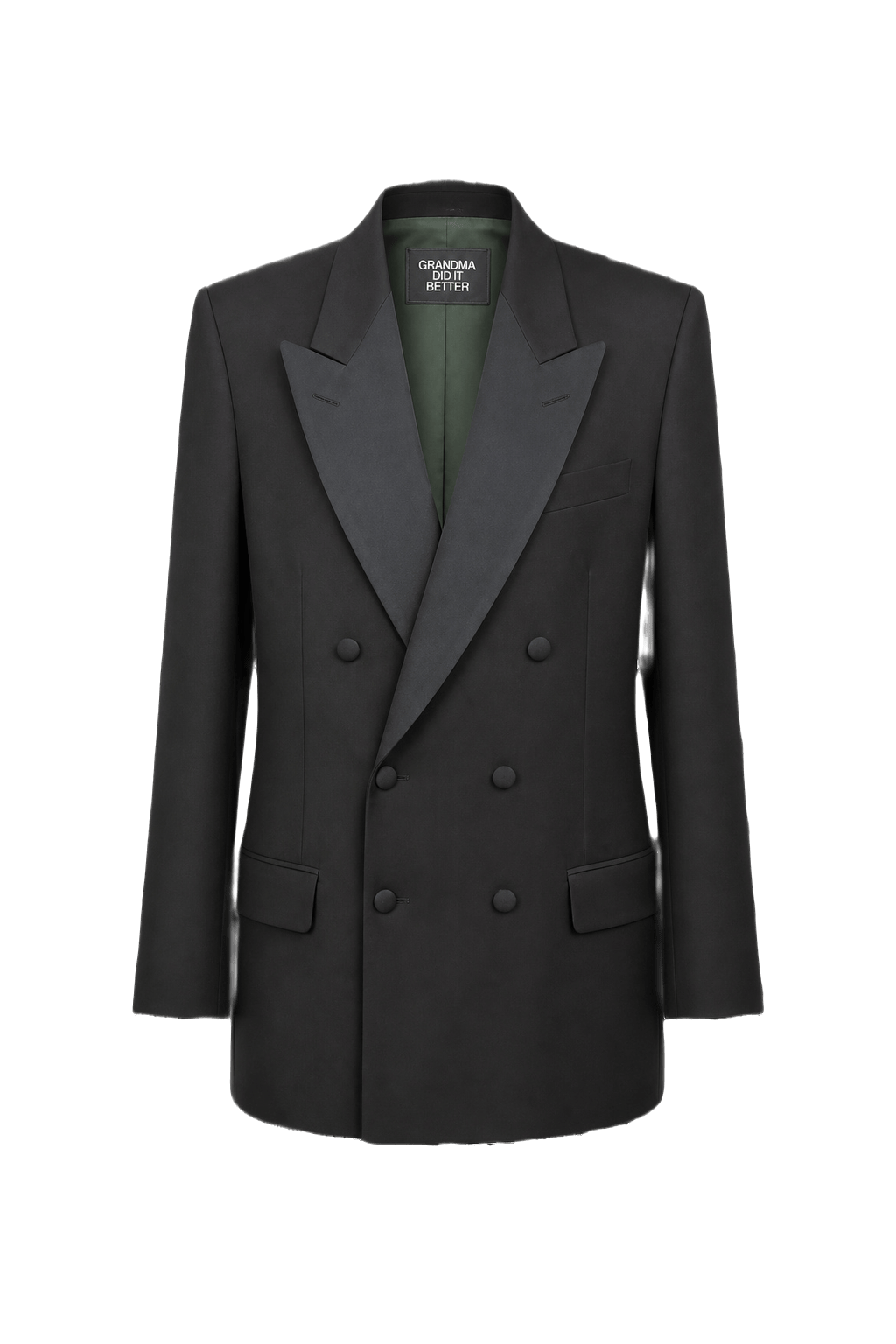 1980s Black Wool Blend Blazer - Front View