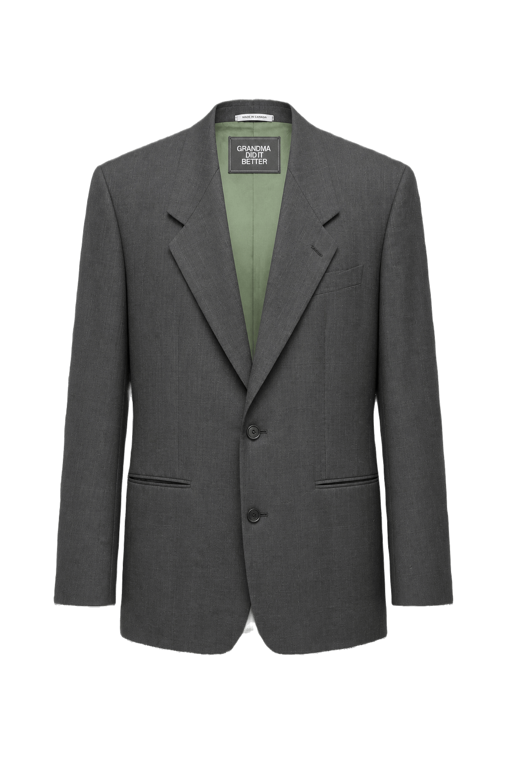 1980s Charcoal Grey Wool Blazer - Front View