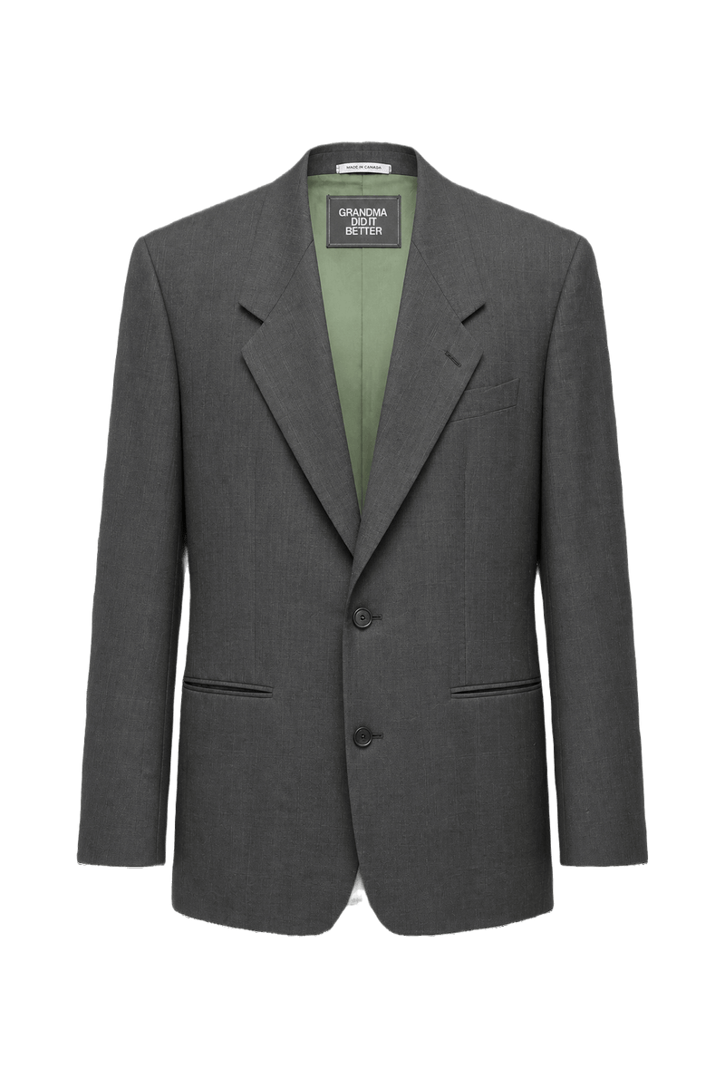 1980s Charcoal Grey Wool Blazer - Front View