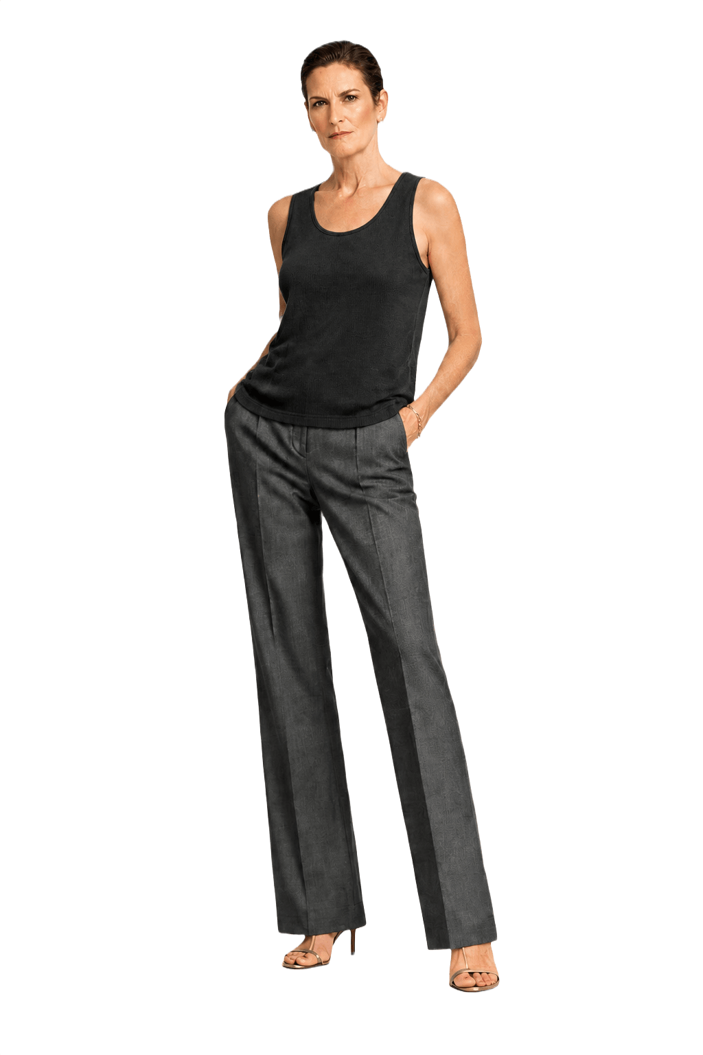 1990s Black Cotton Blend Tank Top - Model