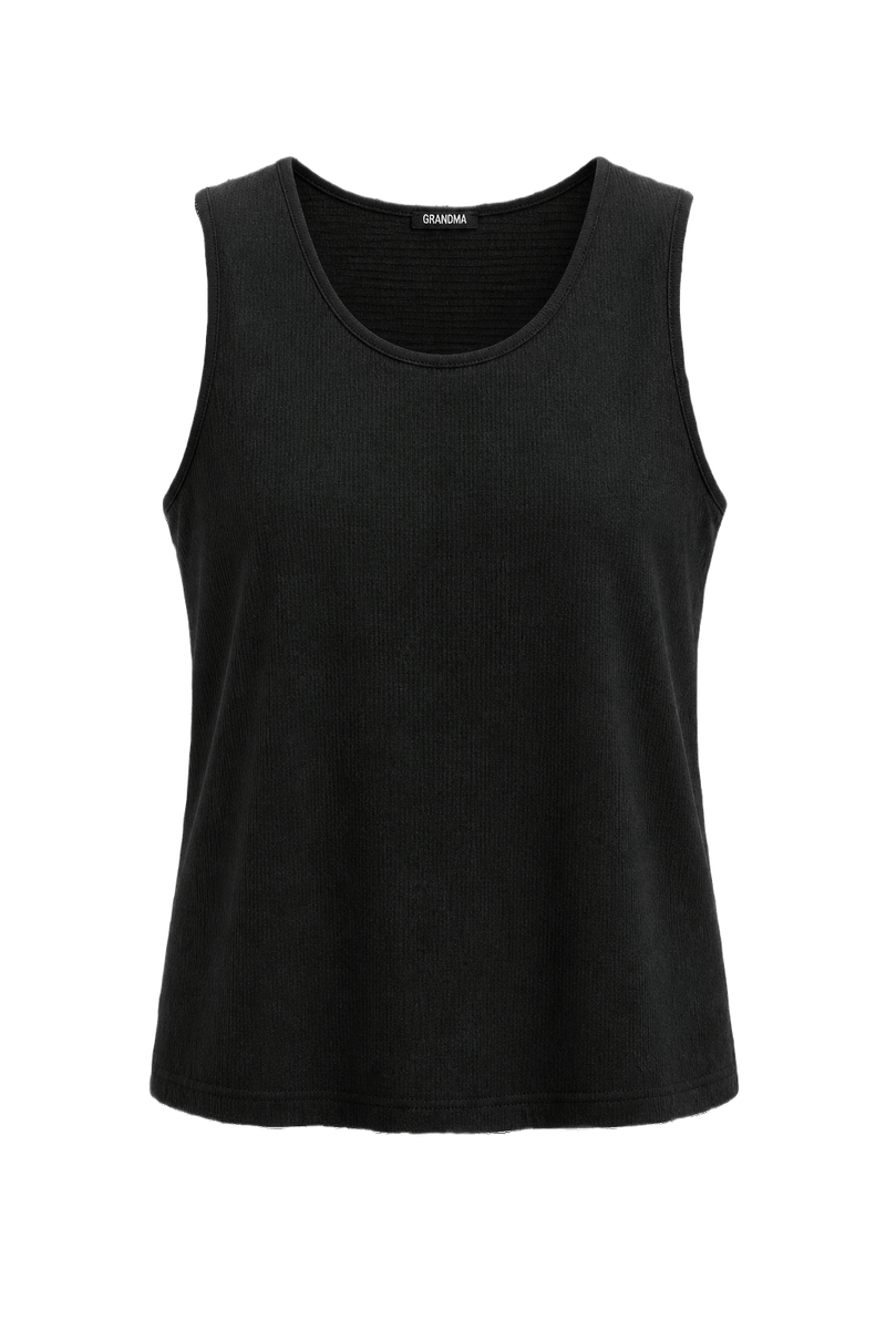 1990s Black Cotton Blend Tank Top - Front View