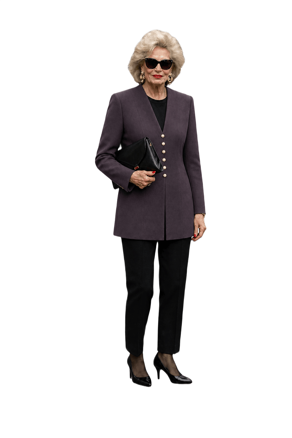 1980s Deep Plum Wool Blend Blazer - Model