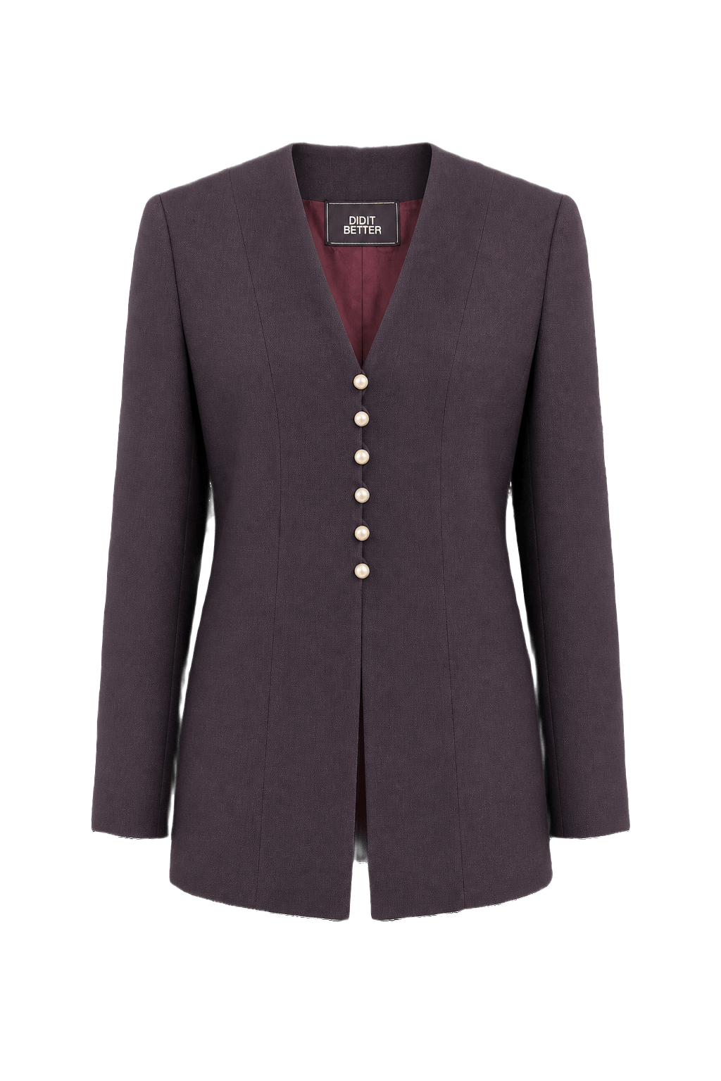 1980s Deep Plum Wool Blend Blazer - Front View