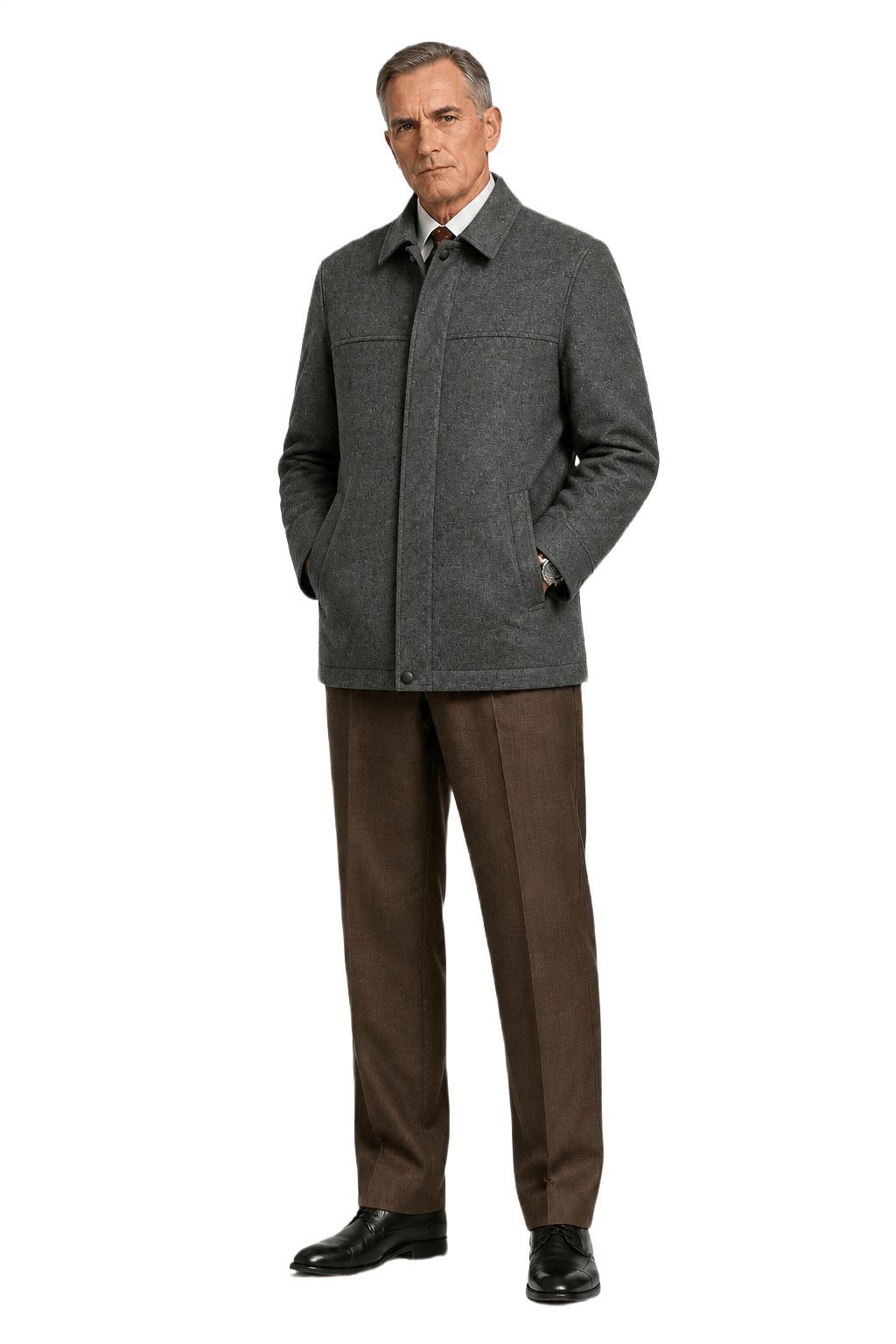 1990s Charcoal Grey Wool Blend Jacket - Model
