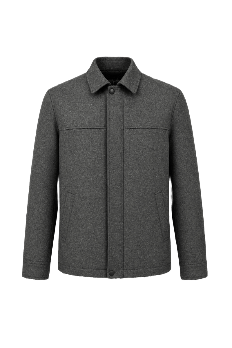 1990s Charcoal Grey Wool Blend Jacket - Front View