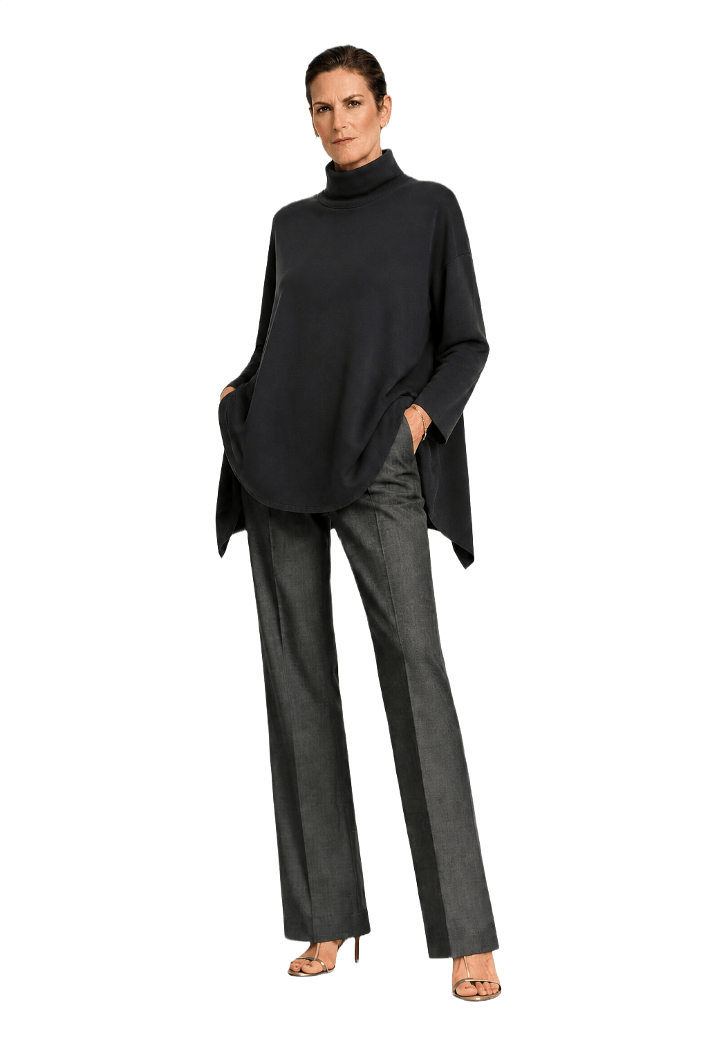 1990s Black Cotton Blend Sweater - Model