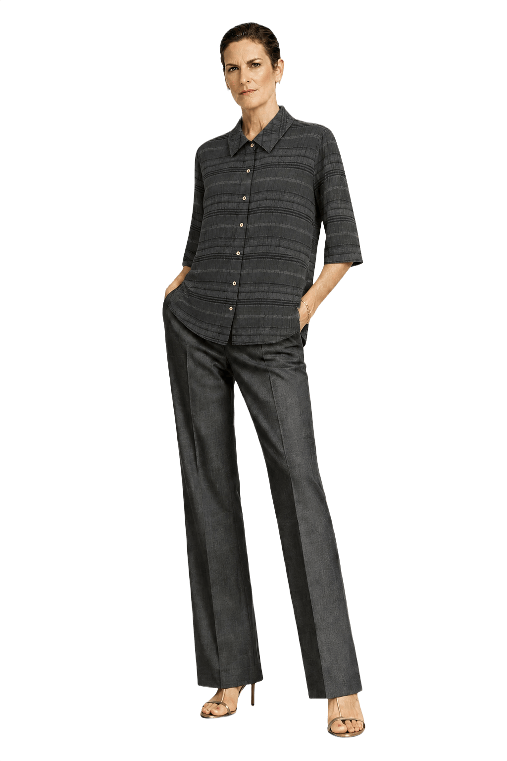 1990s Dark Green Cotton Shirt - Model