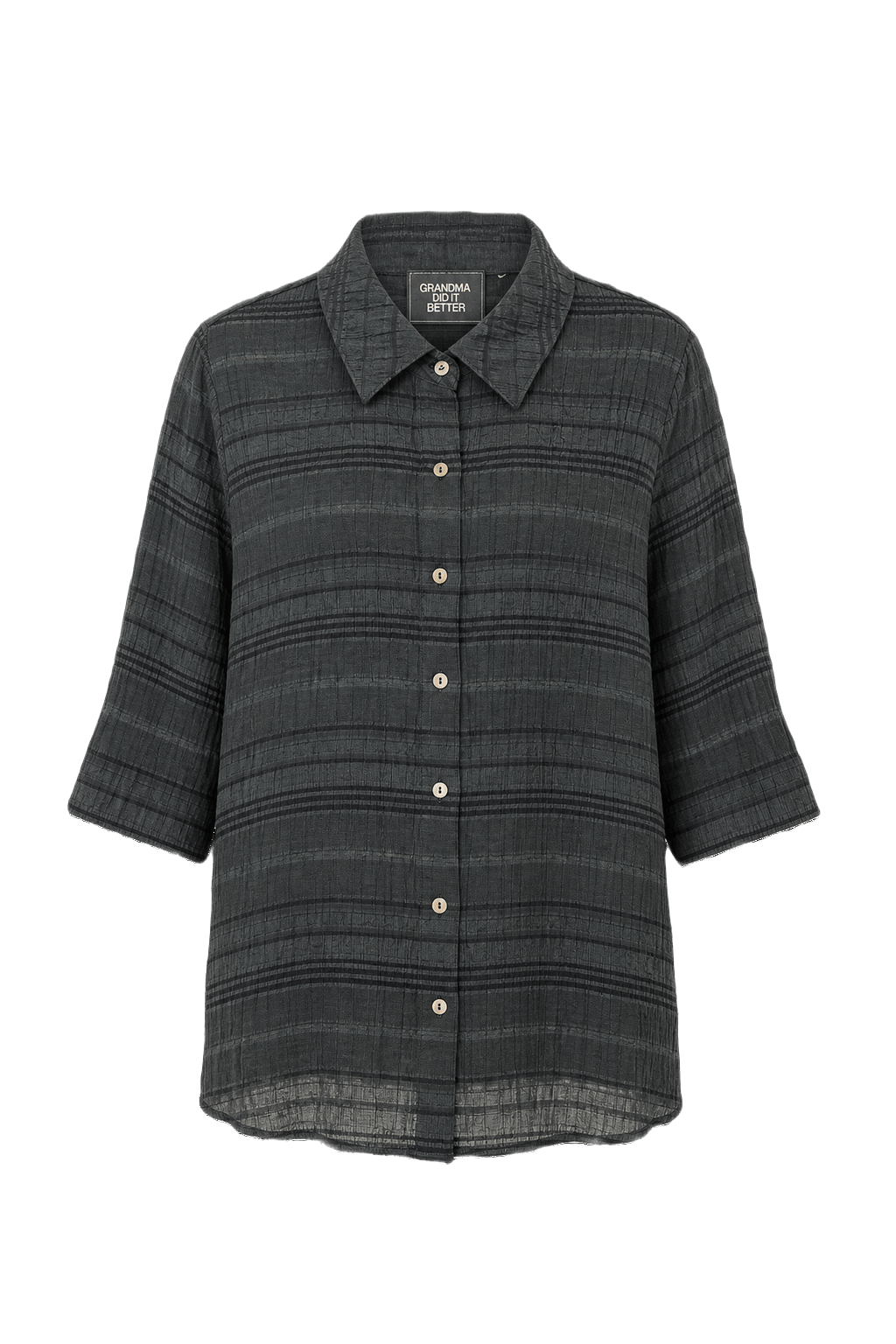 1990s Dark Green Cotton Shirt - Front View