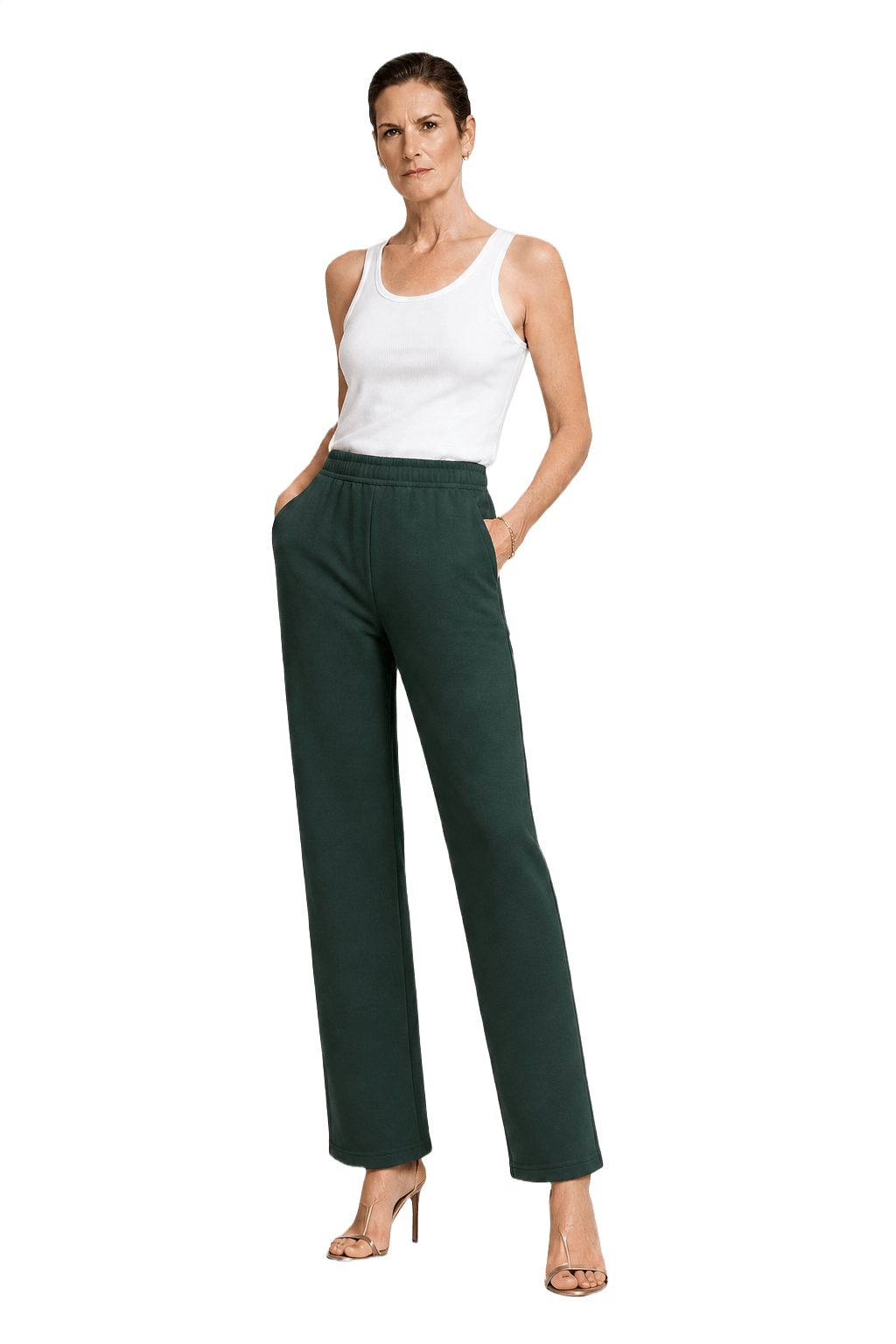 1990s Dark Green Cotton Blend Pants - Model