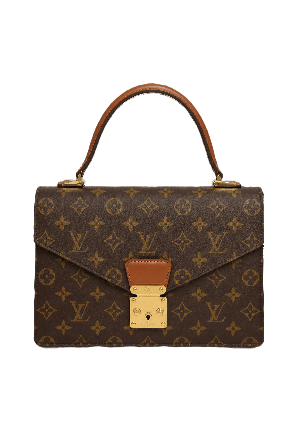 1980s Brown Leather Handbag - Front View