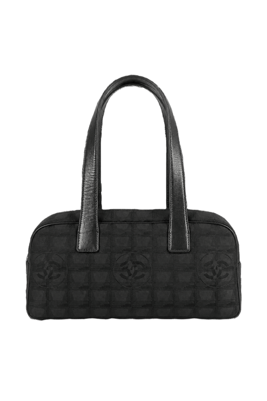 1980s Black Leather Handbag - Front View