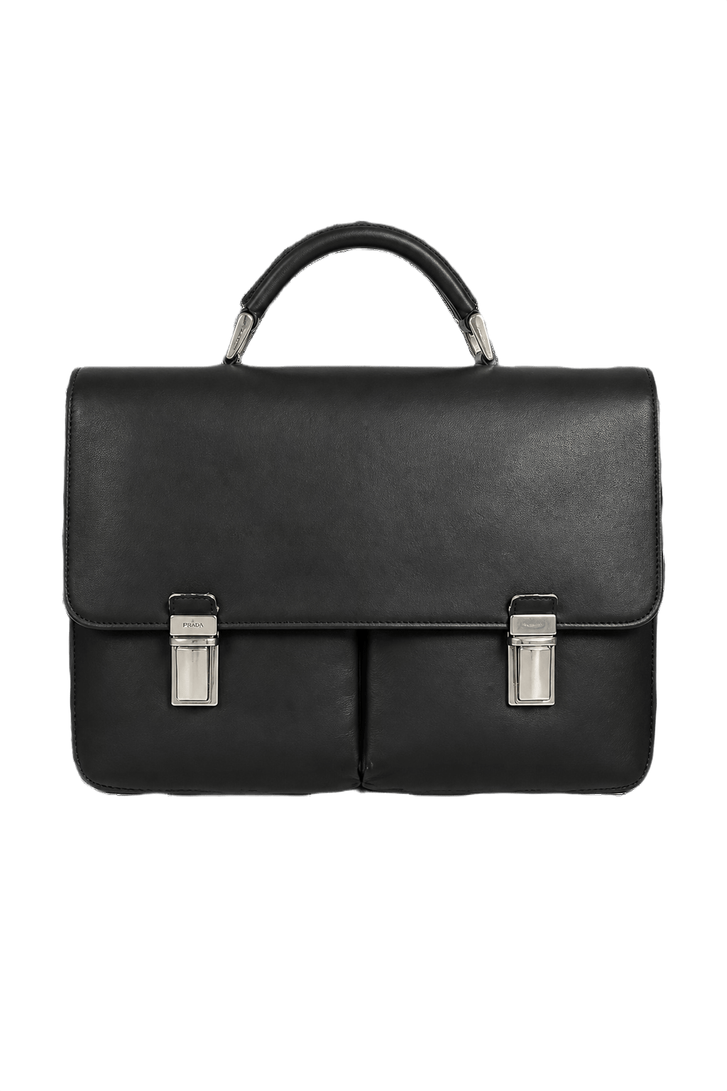 1980s Black Leather Handbag - Front View