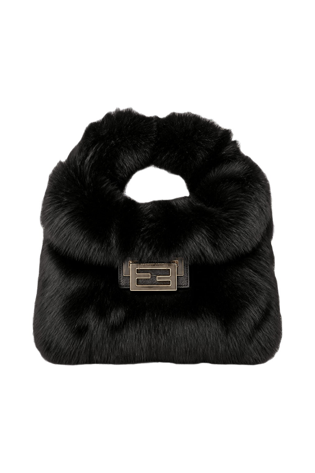 1980s Black Faux Fur Handbag - Front View