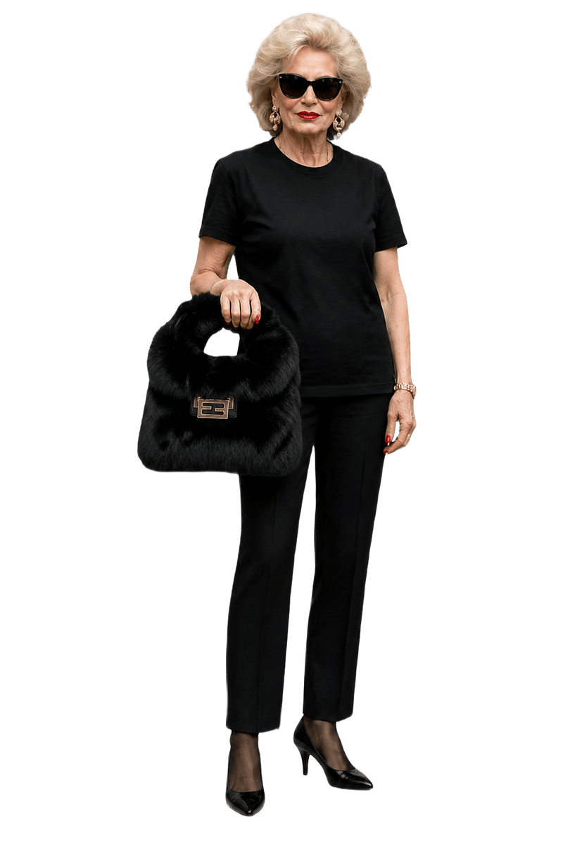 1980s Black Faux Fur Handbag - Model