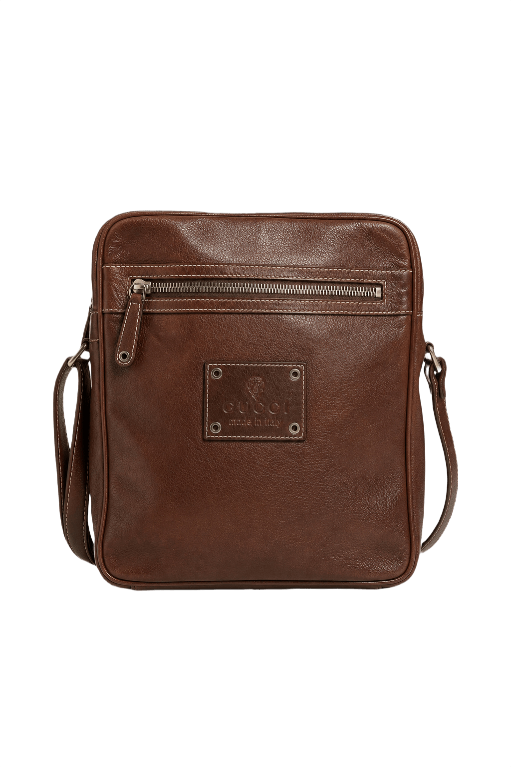 1980s Brown Leather Shoulder Bag - Front View