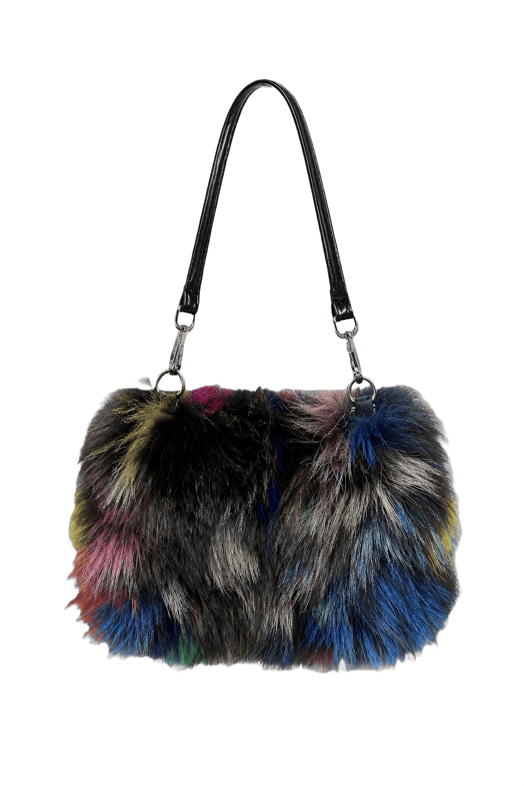 1980s Multicolor Faux Fur Shoulder Bag - Front View