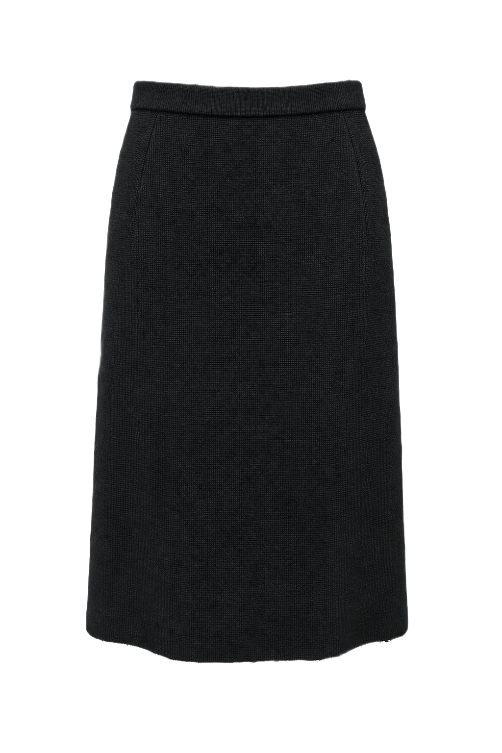 1980s Black Wool Skirt - Front View