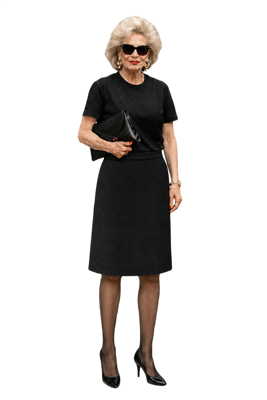 1980s Black Wool Skirt - Model