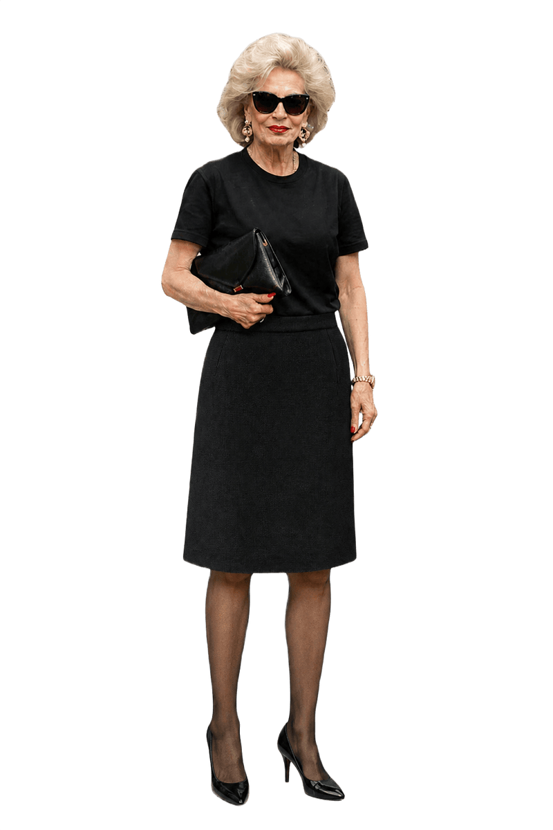 1980s Black Wool Skirt - Model