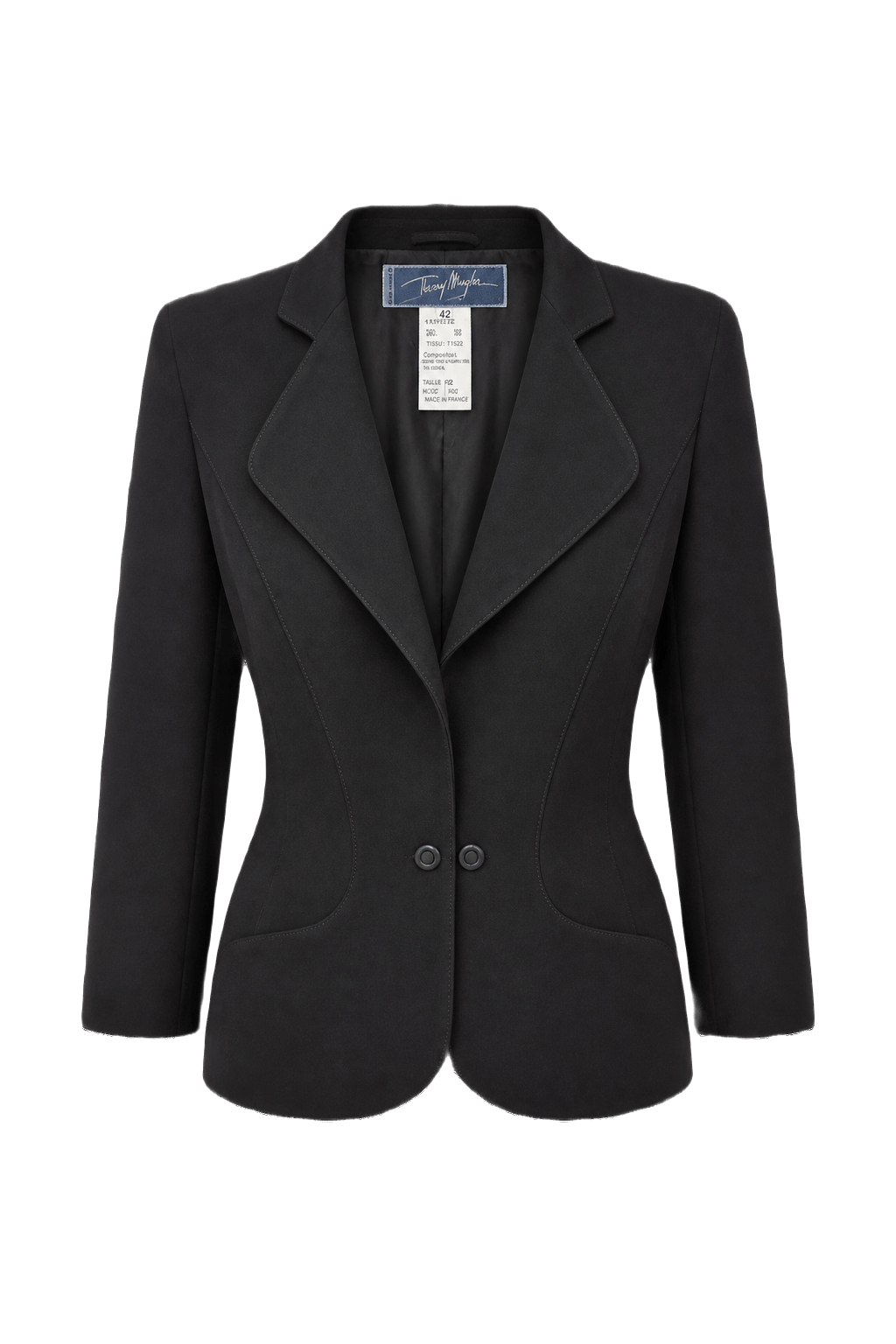1980s Black Wool Blazer - Front View