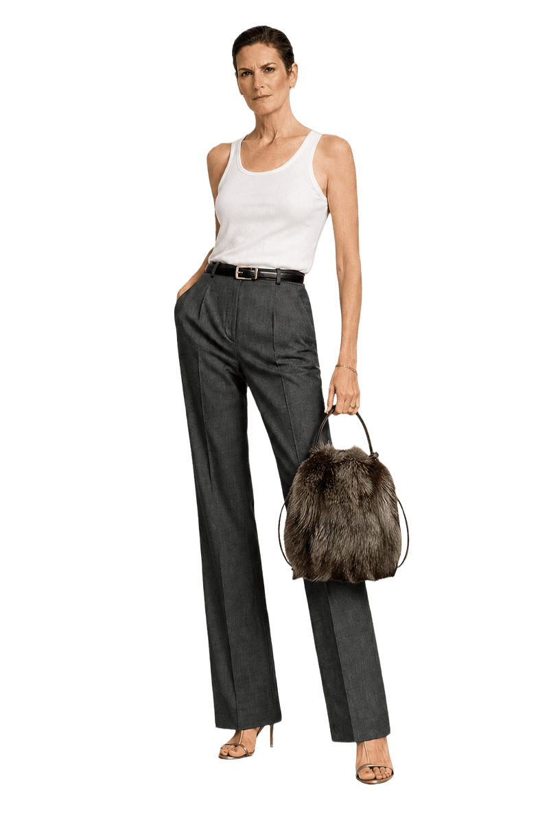 1990s Brown Fox Fur Handbag - Model