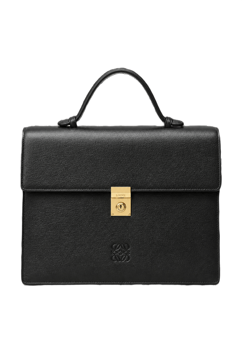 1980s Black Leather Handbag - Front View